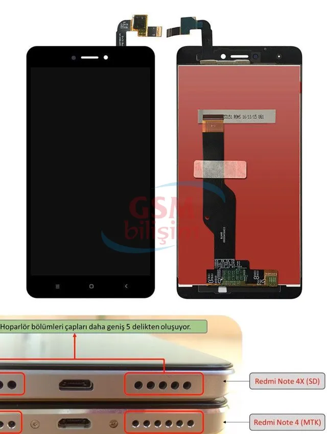 Xiaomi Redmi Note 4X Lcd Ekran Siyah (Orijinal)