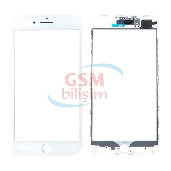 iPhone 8 Plus Dokunmatik Camı Beyaz (Çıtalı)(OCAlı)