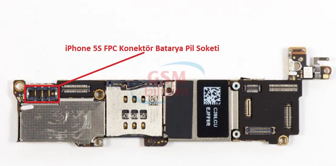 iPhone 5S FPC Konektör Batarya Pil Soketi (Anakart Üstündeki Soket)