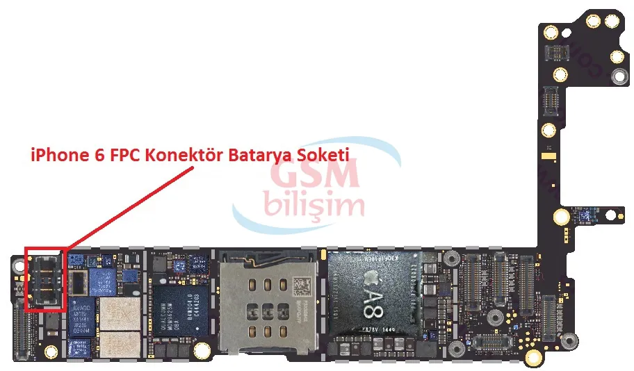 iPhone 6 FPC Konektör Batarya Pil Soketi (Anakart Üstündeki Soket)