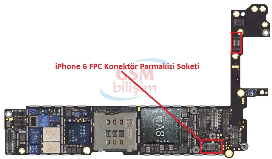 iPhone 6 FPC Konektör Parmakizi Soketi (Anakart Üstündeki Soket)