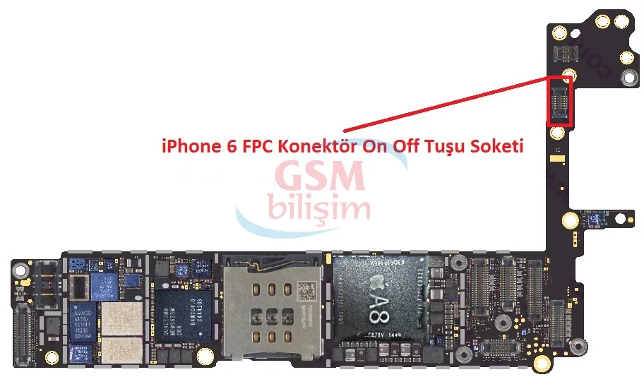 iPhone 6 FPC Konektör Güç Tuşu Soketi (Anakart Üstündeki Soket)
