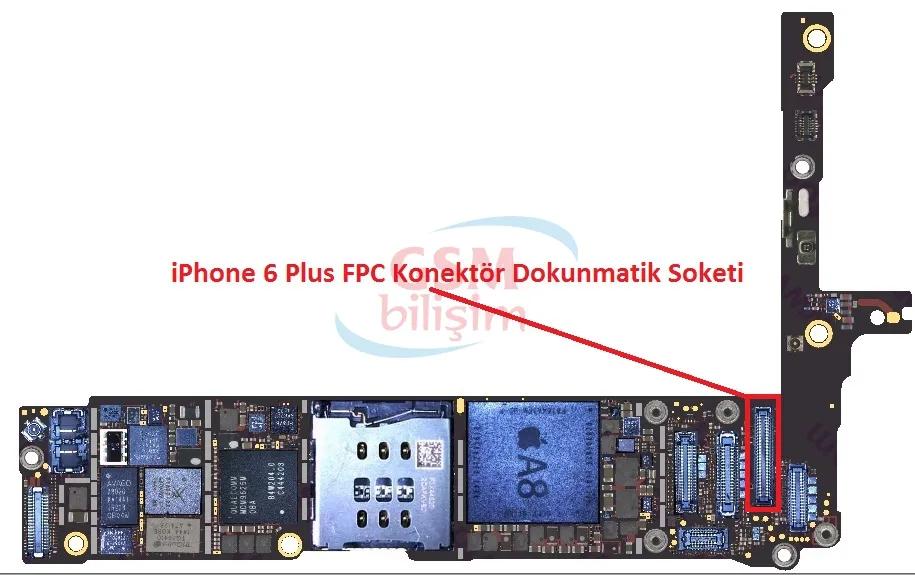 iPhone 6 Plus FPC Konektör Dokunmatik Soketi (Anakart Üstündeki Soket)
