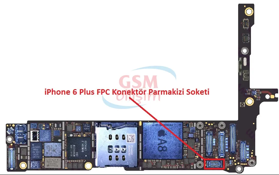iPhone 6 Plus FPC Konektör Parmakizi Soketi (Anakart Üstündeki Soket)