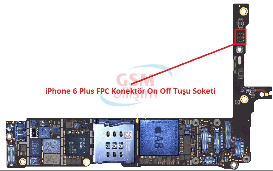 iPhone 6 Plus FPC Konektör Güç Tuşu Soketi (Anakart Üstündeki Soket)