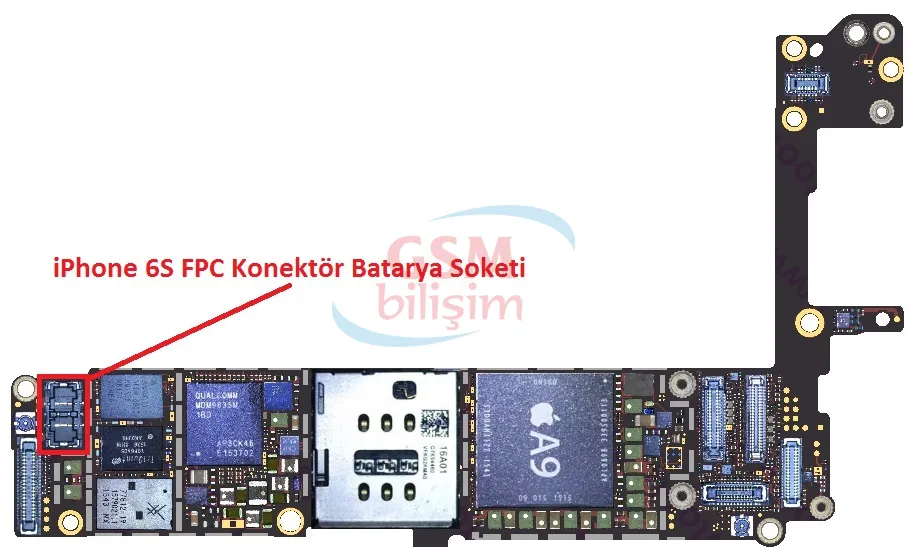 iPhone 6S FPC Konektör Batarya Pil Soketi (Anakart Üstündeki Soket)