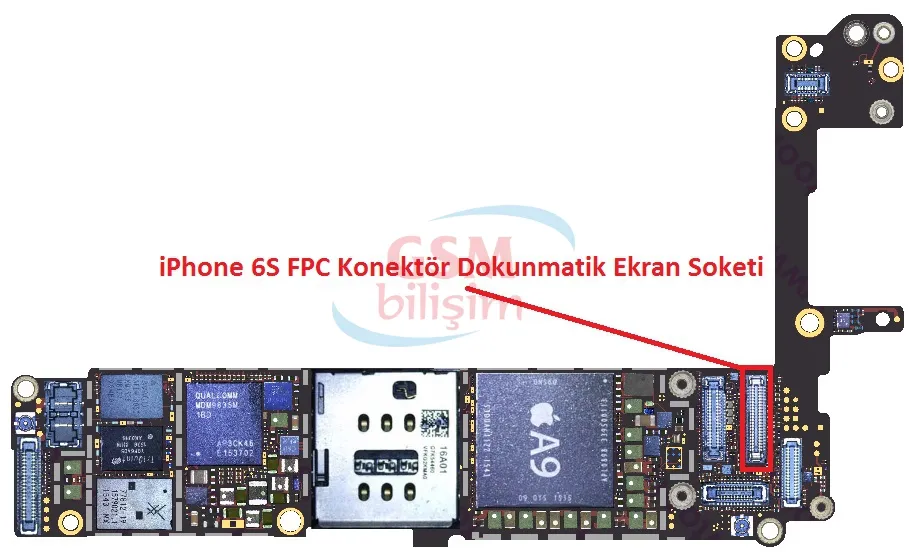 iPhone 6S FPC Konektör Dokunmatik Ekran Soketi (Anakart Üstündeki Soket)