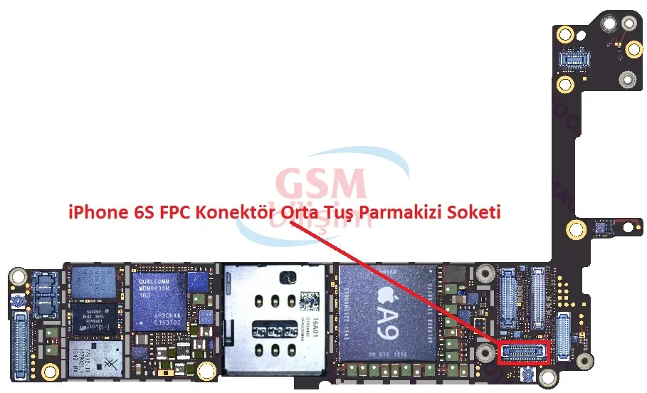 iPhone 6S FPC Konektör Parmakizi Soketi (Anakart Üstündeki Soket)