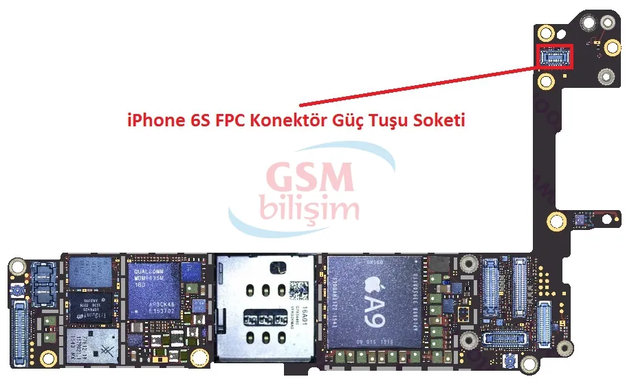 iPhone 6S FPC Konektör Güç Tuşu Soketi (Anakart Üstündeki Soket)
