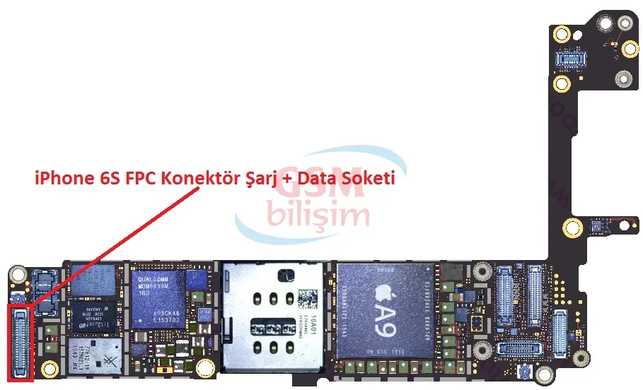 iPhone 6S FPC Konektör Şarj + Data Soketi (Anakart Üstündeki Soket)