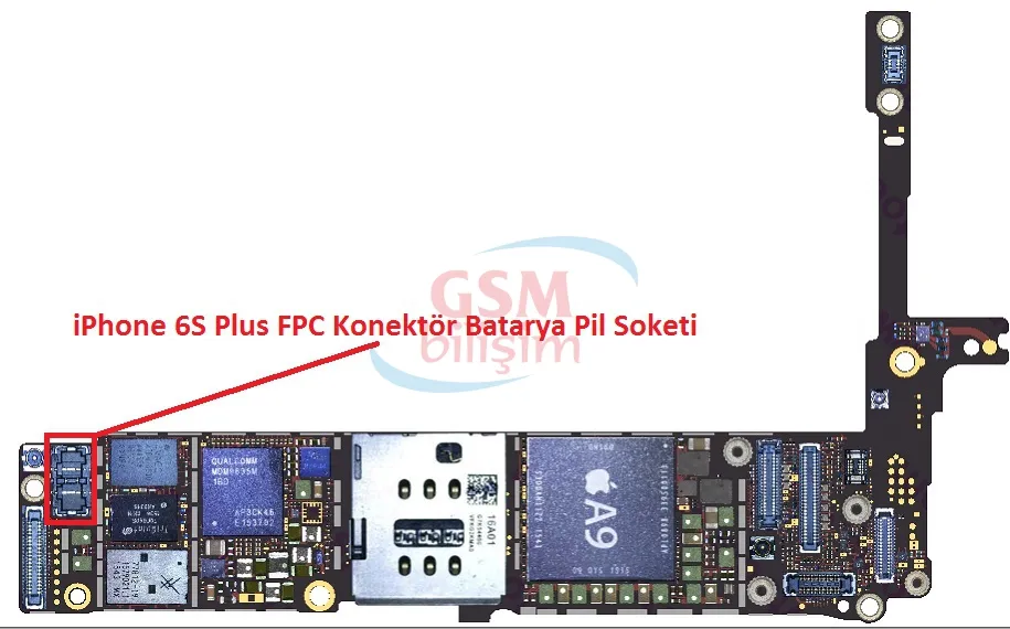 iPhone 6S Plus FPC Konektör Batarya Pil Soketi (Anakart Üstündeki Soket)