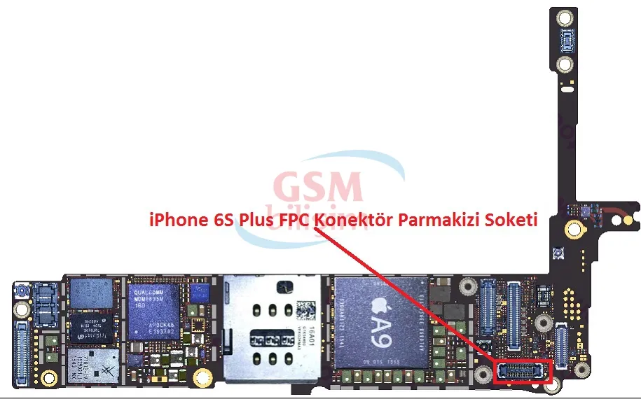 iPhone 6S Plus FPC Konektör Parmakizi Soketi (Anakart Üstündeki Soket)