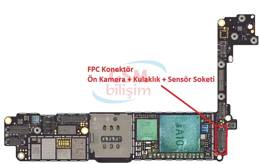 iPhone 7 FPC Konektör Ön Kamera Sensör Soketi (Anakart Üstündeki Soket)