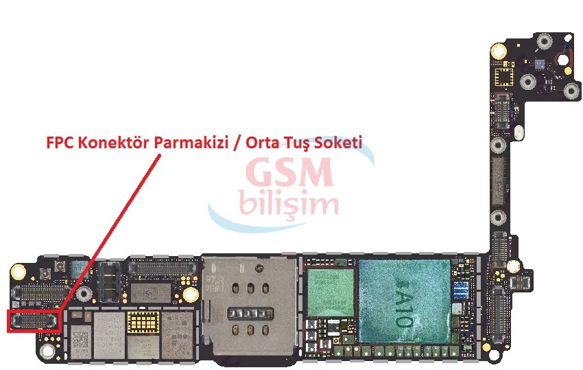 iPhone 7 FPC Konektör Parmakizi Soketi (Anakart Üstündeki Soket)