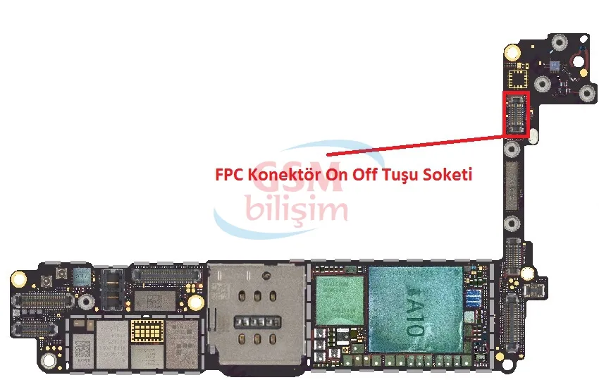 iPhone 7 FPC Konektör Güç Tuşu Soketi (Anakart Üstündeki Soket)