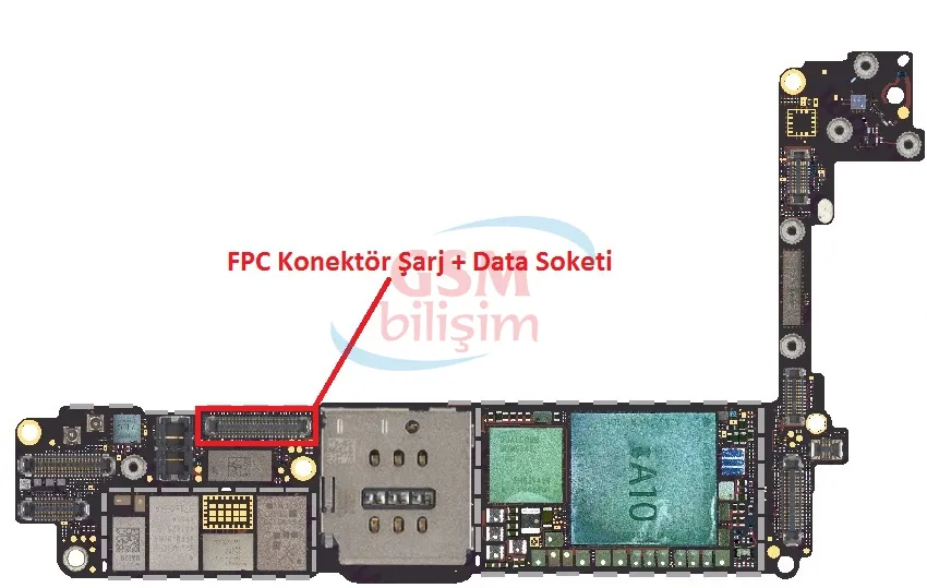 iPhone 7 FPC Konektör Şarj + Data Soketi (Anakart Üstündeki Soket)