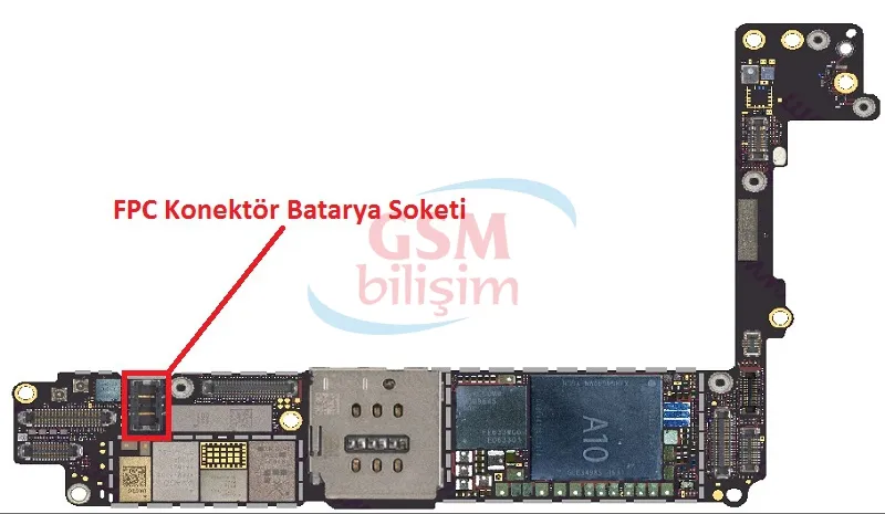 iPhone 7 Plus FPC Konektör Batarya Pil Soketi (Anakart Üstündeki Soket)