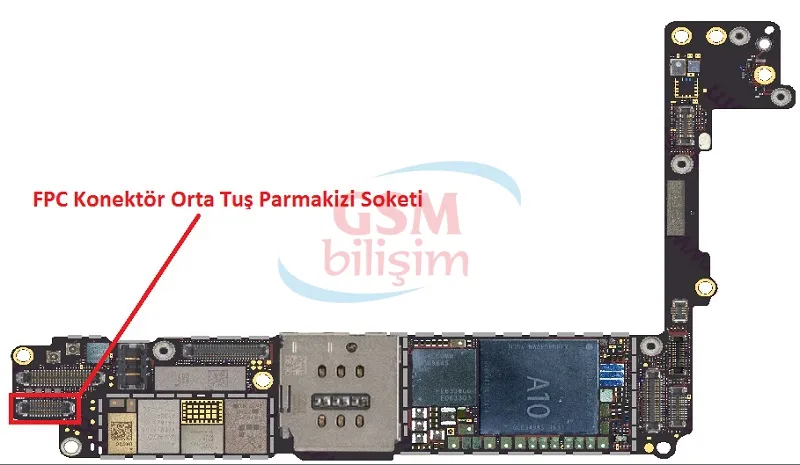iPhone 7 Plus FPC Konektör Parmakizi Soketi (Anakart Üstündeki Soket)