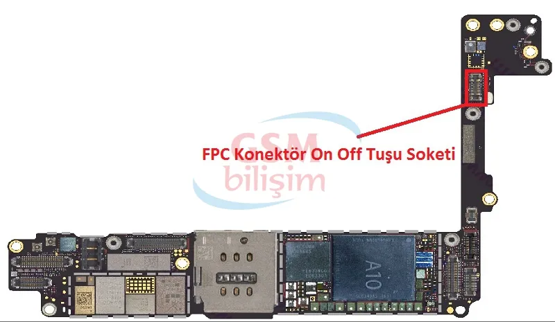 iPhone 7 Plus FPC Konektör Güç Tuşu Soketi (Anakart Üstündeki Soket)