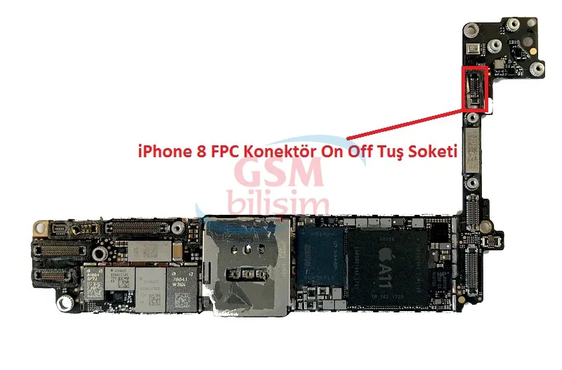 iPhone 8 FPC Konektör Güç Tuşu Soketi (Anakart Üstündeki Soket)