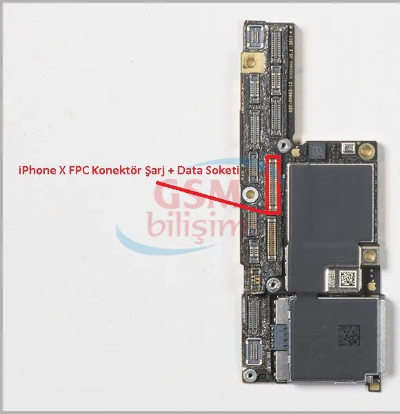 iPhone X FPC Konektör Şarj + Data Soketi (Anakart Üstündeki Soket)