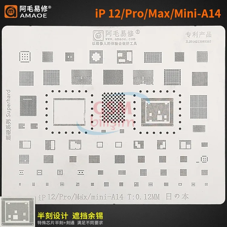 Amaoe Entegre Lehimleme Kalıbı (iPhone 12 / 12 Pro / 12 Pro Max -A14)