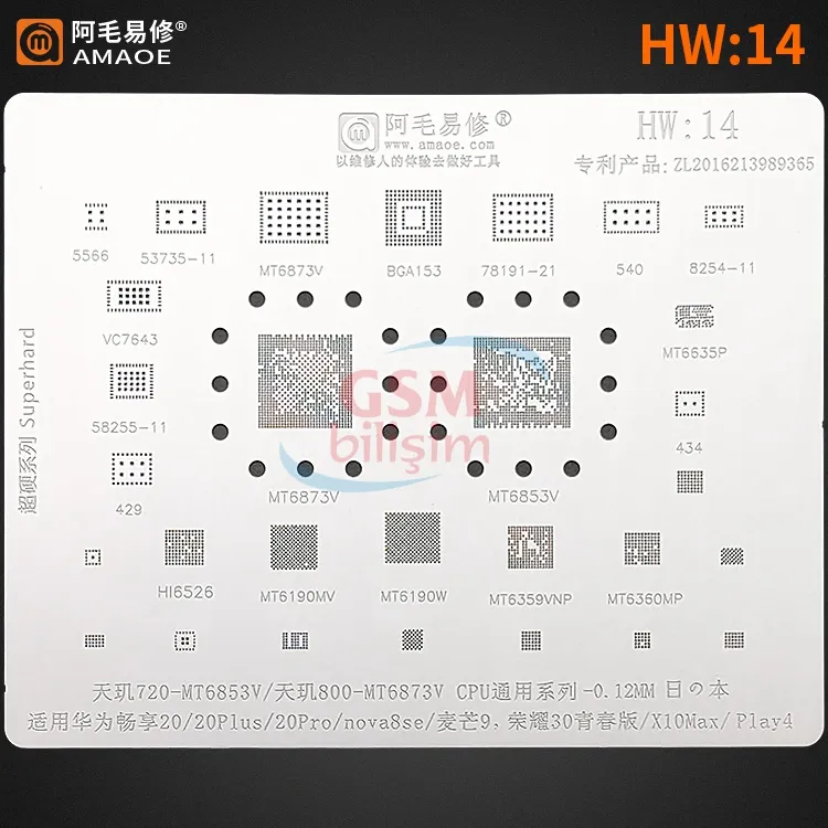 Amaoe Entegre Lehimleme Kalıbı No: HW-14 (MT6853 - MT6873)