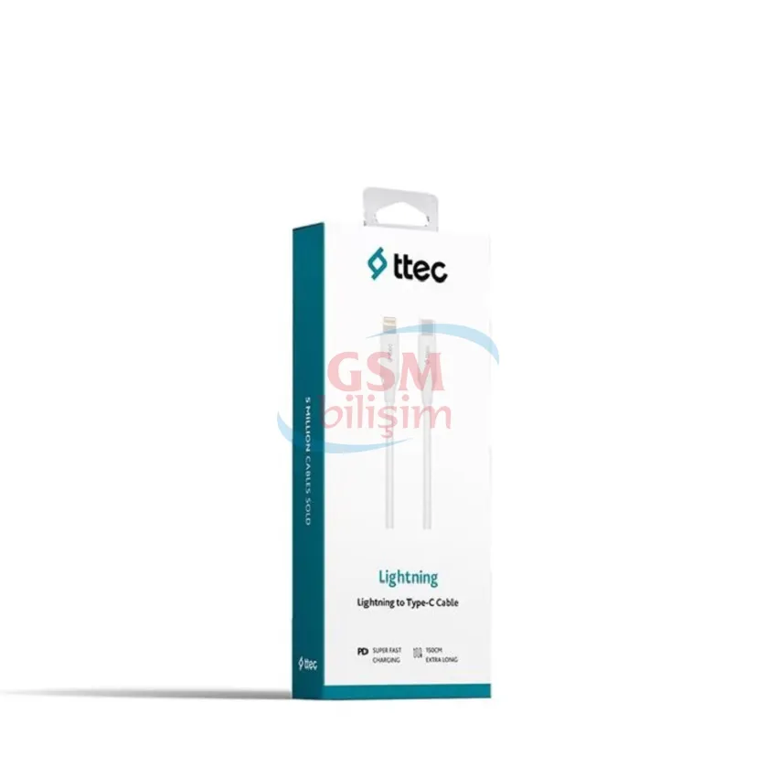 Ttec iPhone Type-C to Lightning Şarj Kablosu Beyaz (2DK40S)