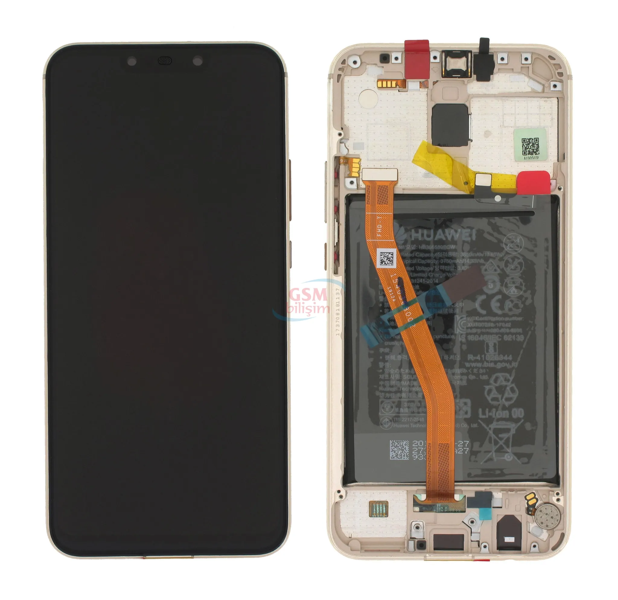 Huawei Mate 20 Lite Lcd Ekran Gold (Çıtalı)(Orijinal)(Revize)