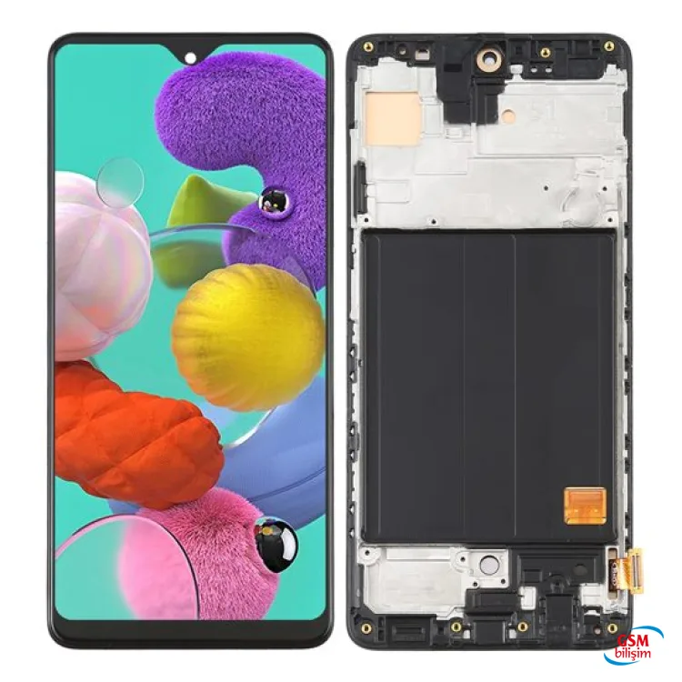 Samsung A51 Lcd Ekran Siyah (Çıtalı)(Oled)(Tam Boyut)