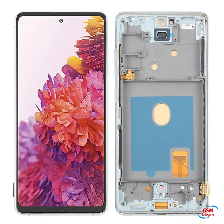Samsung S20 FE Lcd Ekran Silver (Çıtalı)(Orijinal)(Revize)