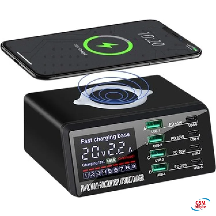 WLX-X9D Şarj istasyonu Wireless Şarj Type-C PD Port