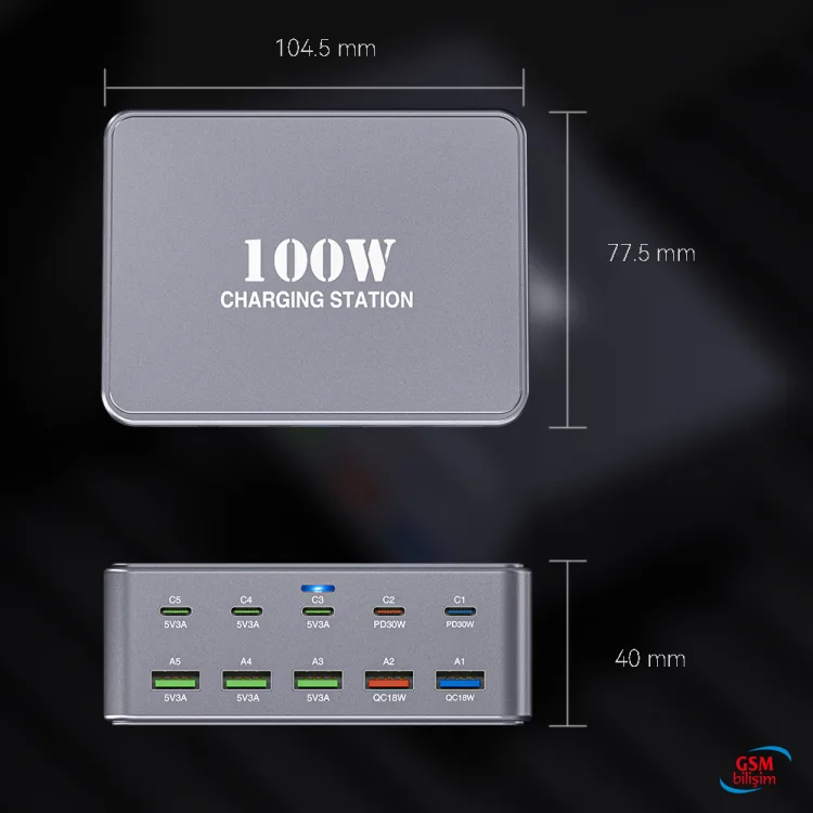 HW-33 Şarj istasyonu Şarj Type-C PD Port (100W) - Görsel 3