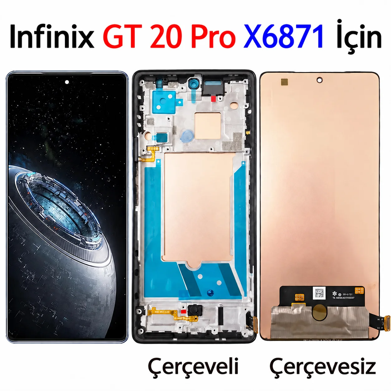 Infinix GT20 Pro Lcd Ekran Siyah (Orijinal)(Çıtalı)