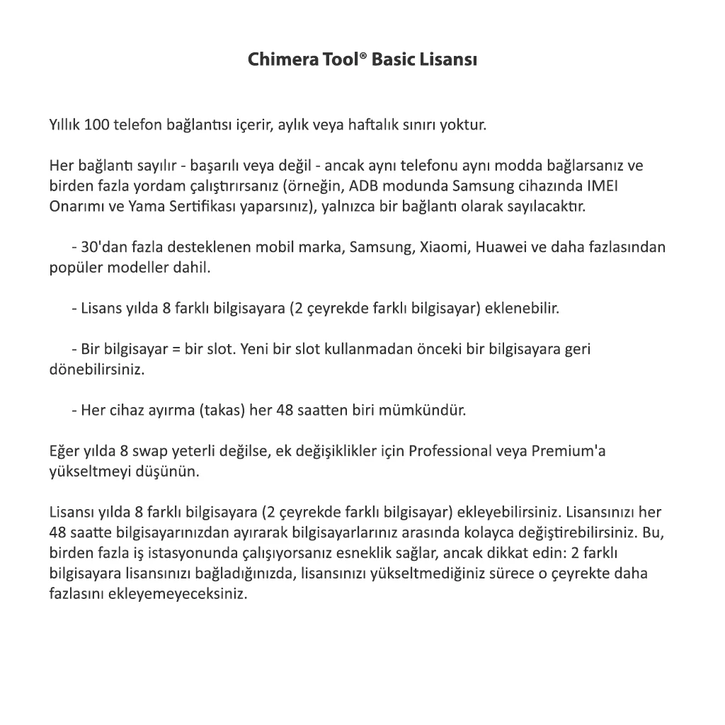 ChimeraTool Basic 1 Yıllık Aktivasyon - Görsel 3