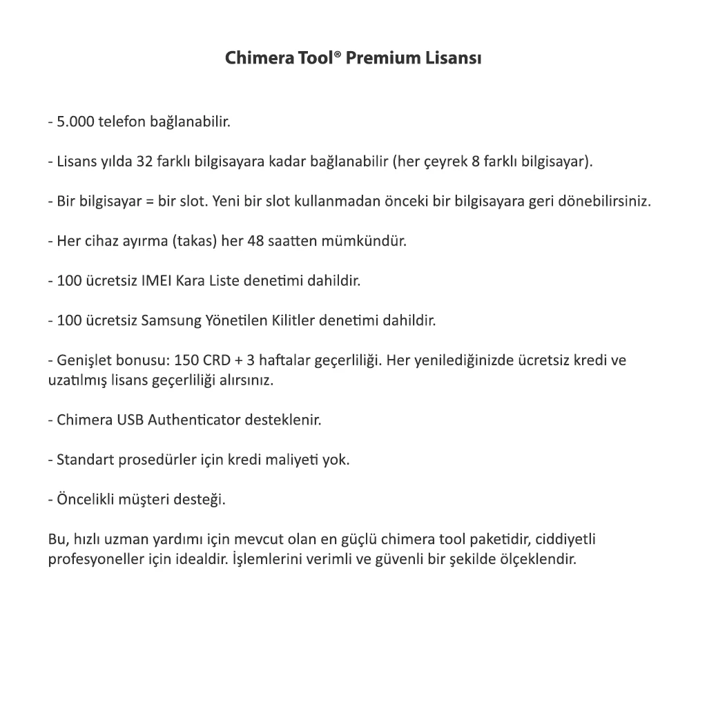 ChimeraTool Premium 1 Yıllık Aktivasyon - Görsel 3
